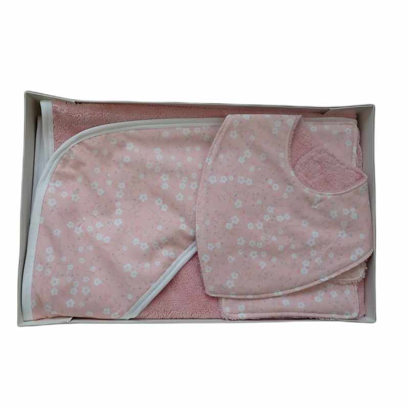 Coffret naissance rose 5 pièces motif fleurs – Image 2